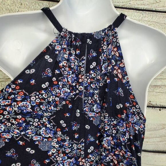 Maurices 24/7 Women’s Navy Floral Print Halter Maxi Dress Size Medium - Picture 4 of 8